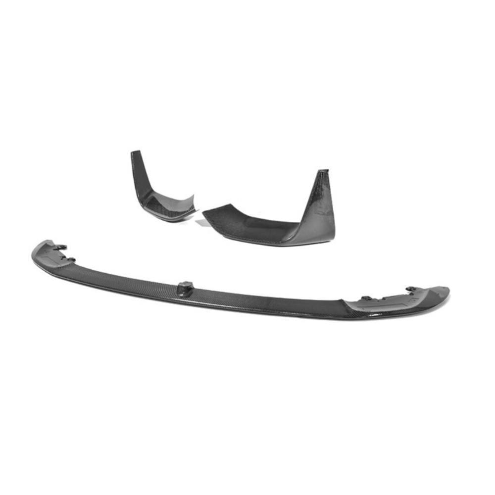 Carbon fiber front lip for BMW F80 M3 and F82 M4 from Palenon Performance, showcasing sleek automotive styling.