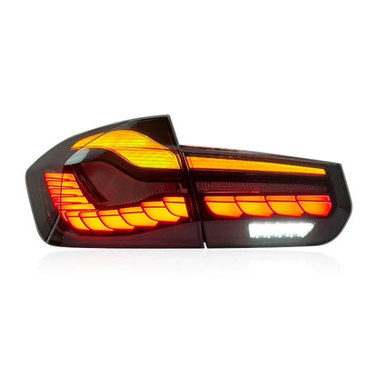 BMW M3 F80 GTS OLED sequential tail light by Palenon Performance, showcasing sleek red and clear sections with LED lighting elements.
