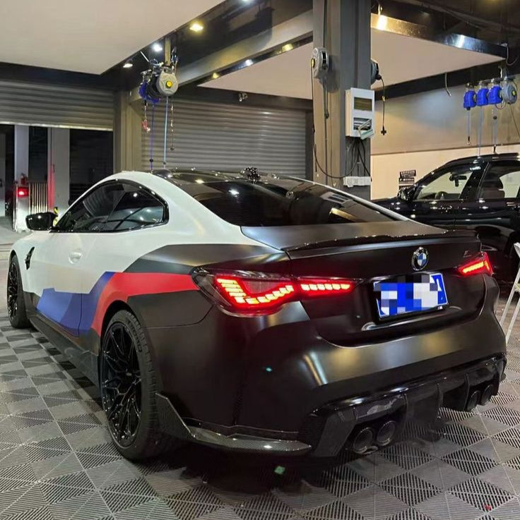 BMW M4 GTS OLED tail light by Palenon Performance showing sleek LED design and clear lens detail.