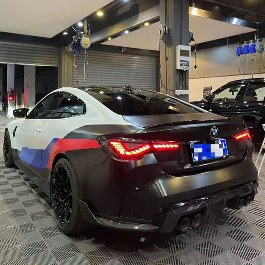 BMW M4 GTS OLED tail light by Palenon Performance showing sleek LED design and clear lens detail.