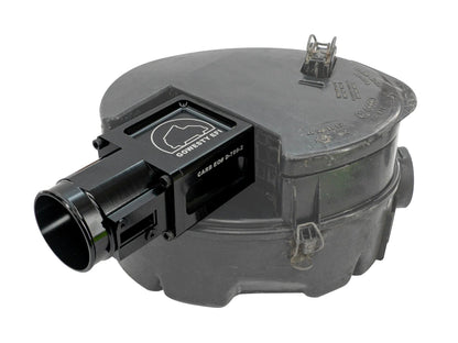 GoWesty MAF Sensor housing for air intake system, shown installed in box with visible mounting and connection points.