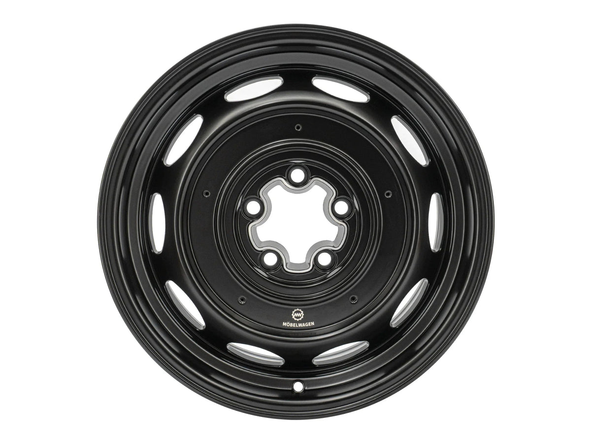 16-inch alloy wheel for Mobelwagen Interceptor buses and Vanagons by GoWesty, featuring a sleek, durable design.