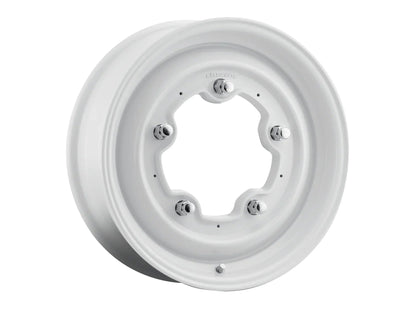 15-inch GoWesty Mobelwagen Smoothie alloy wheel for early bus, featuring a white finish and classic design for vintage vehicle restoration.