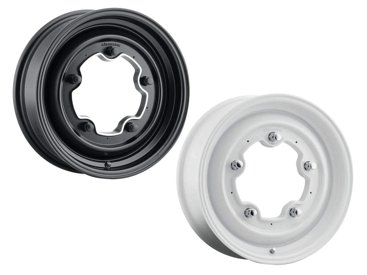 15-inch GoWesty Mobelwagen Smoothie alloy wheel for early bus, showing a sleek, polished design with a classic vintage style.
