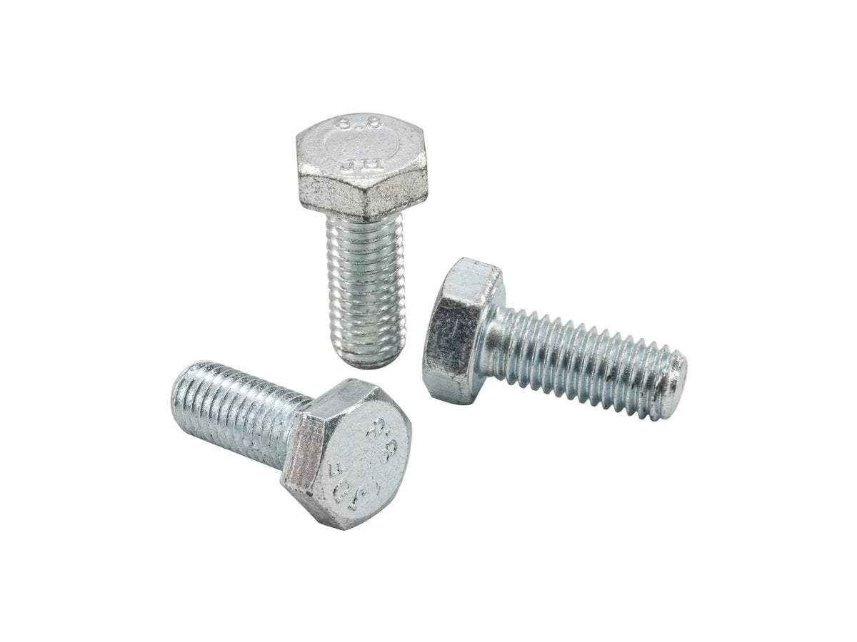 Set of three GoWesty M8 x 1.25 20mm hardware fasteners bolts on a white background
