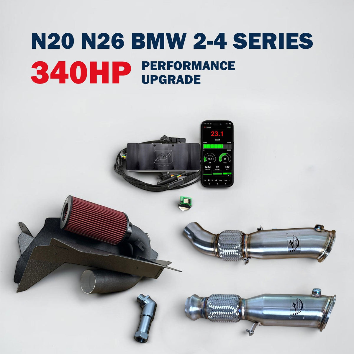 Palenon Performance 340HP upgrade package for BMW N20 and N26 engines, enhancing power for 220i, 228i, 320i, and 428i models