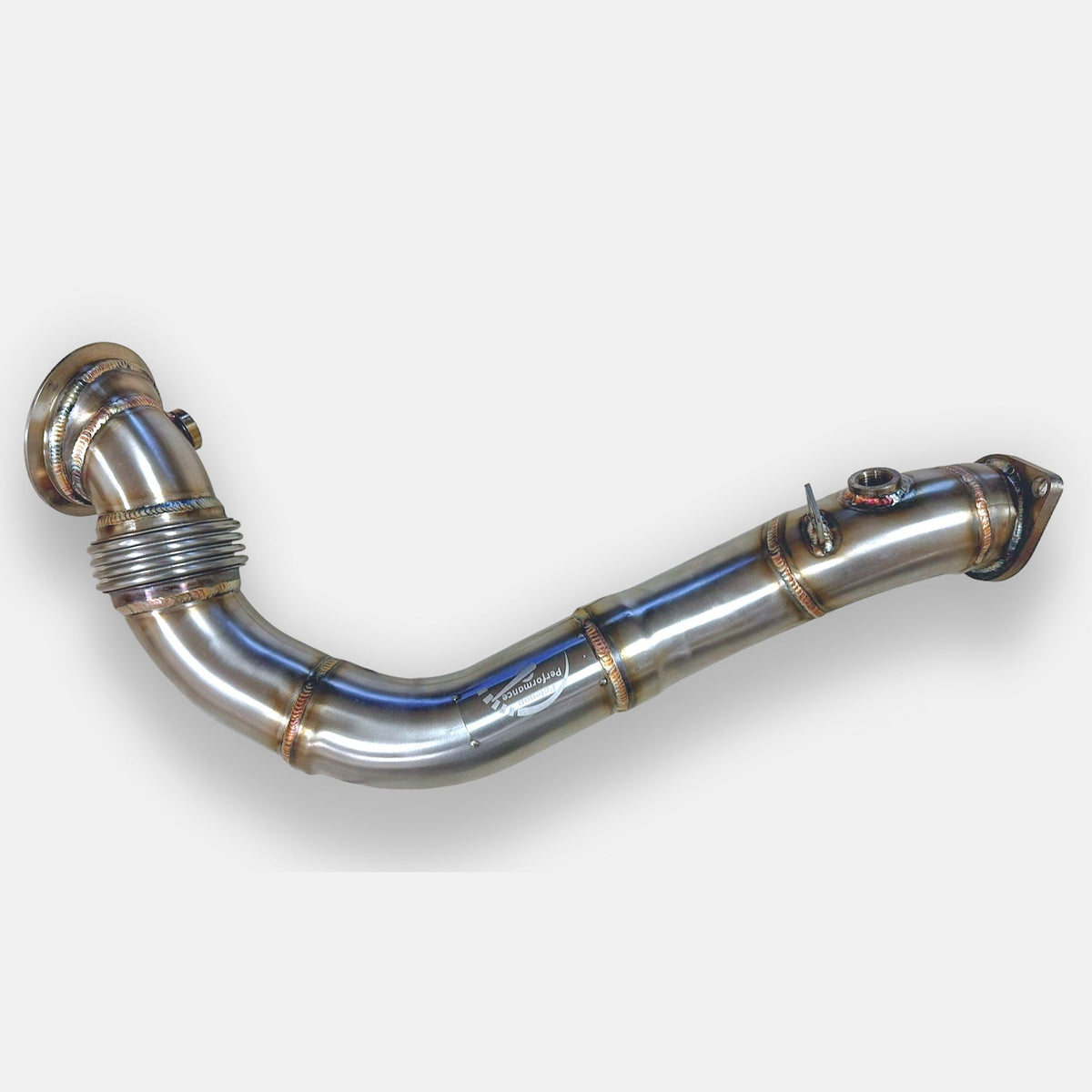 Palenon Performance N54 racing downpipe for BMW 1M, 135i, 335i, 335is, and 335xi models, shown in the image.
