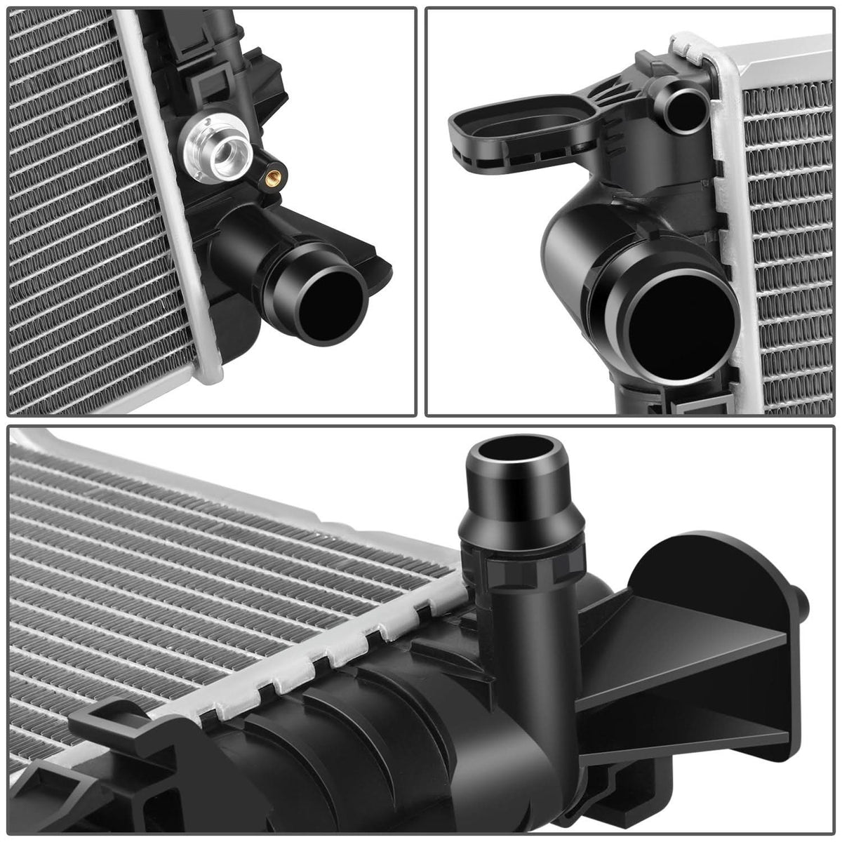 K2 Industries OEM radiator for Audi A4, A5, A6, A7, Q5, S4, S5, Macan with V6 3.0L/3.6L engine, front view of the engine cooling component.