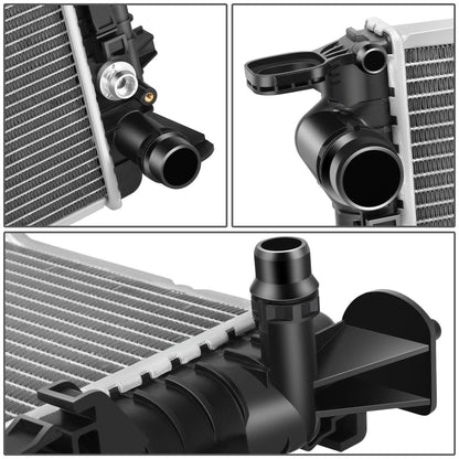 K2 Industries OEM radiator for Audi A4, A5, A6, A7, Q5, S4, S5, Macan with V6 3.0L/3.6L engine, front view of the engine cooling component.