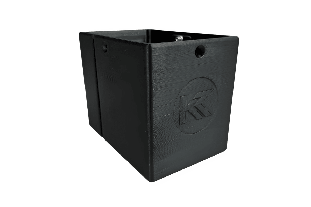 Black 3D printed plastic oil holder for BMW E36 Coupe, Sedan, and Compact Series 3 by K2 Industries, 1991-2000.