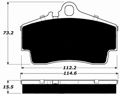 PMB Performance ceramic brake pads for rear of Porsche 996 3.4 Carrera (1998-2000), showing the black brake pad with mounting hardware.