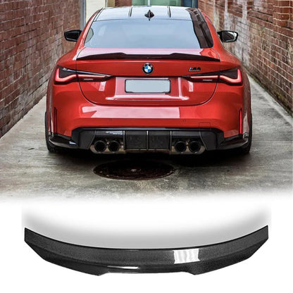 BMW G22 G82 M4 PSM style carbon fiber trunk spoiler by Palenon Performance on a 4 Series coupe.