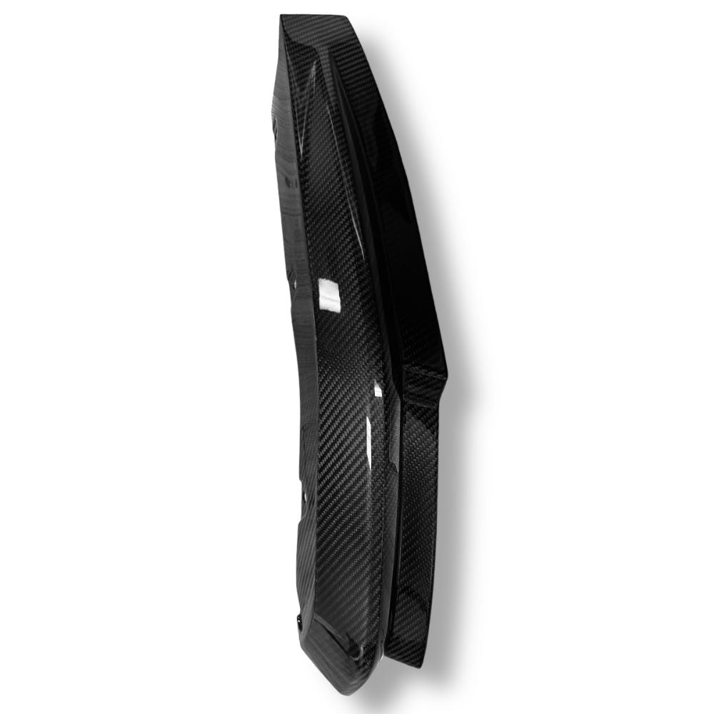 BMW G80 M3 and G82 M4 carbon fiber OEM rear canard splitter flaps by Palenon Performance, showing sleek aerodynamic design.
