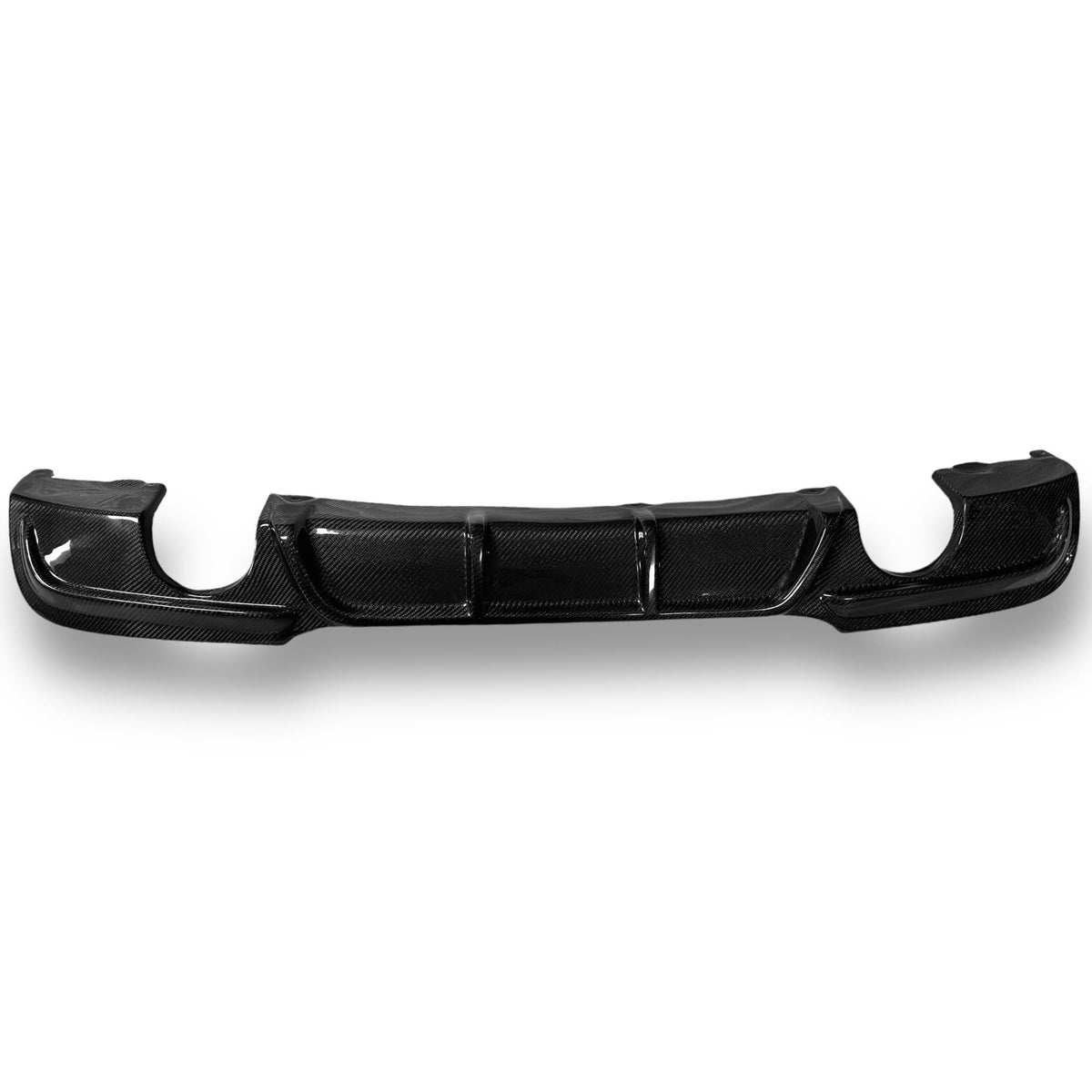 BMW E92 328i/335i M Tech carbon fiber rear diffuser by Palenon Performance, shown mounted on vehicle with detailed close-up view.