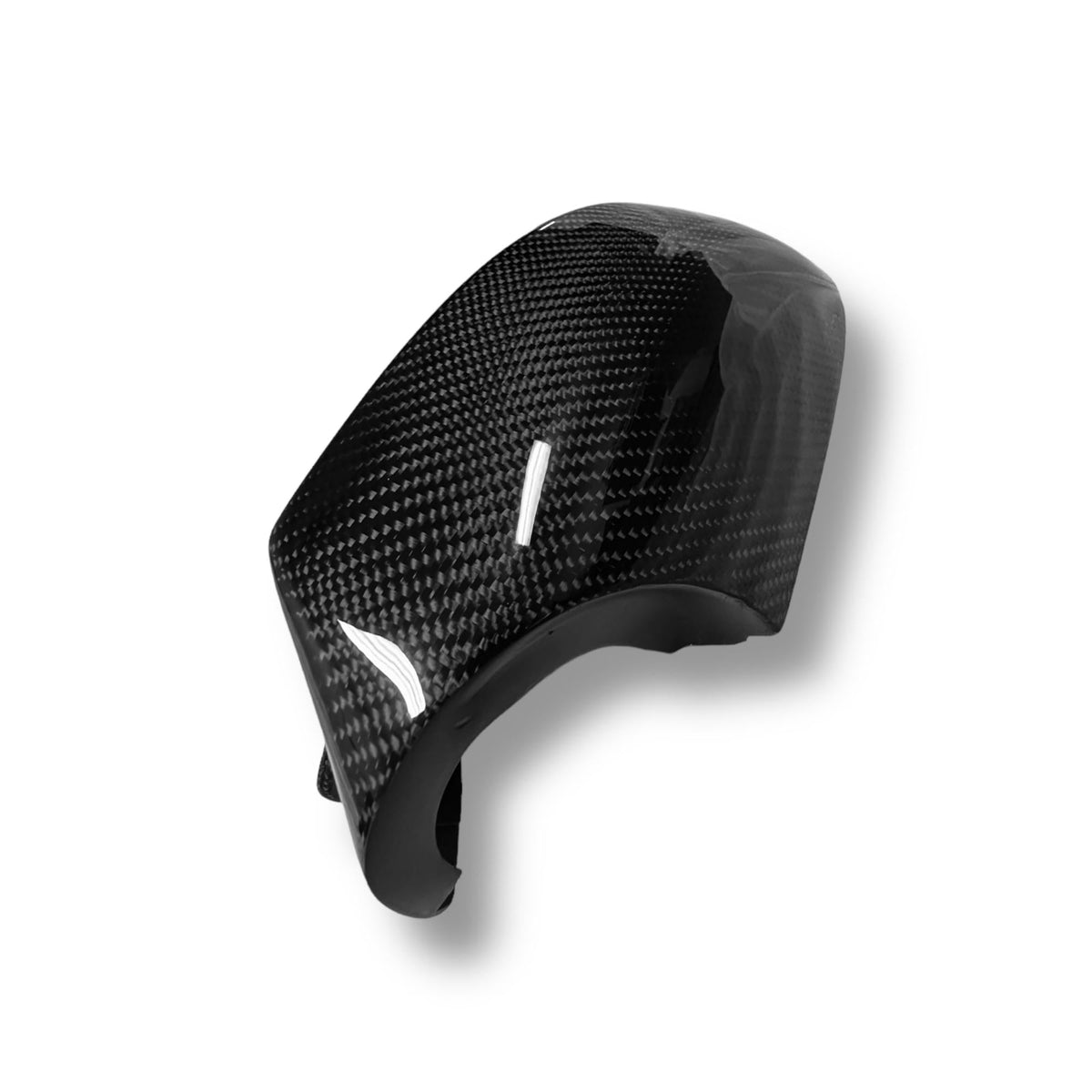 Carbon fiber M style mirror caps for BMW E92/E93 328i, 335i, 335is from Palenon Performance, shown on vehicle side mirrors.