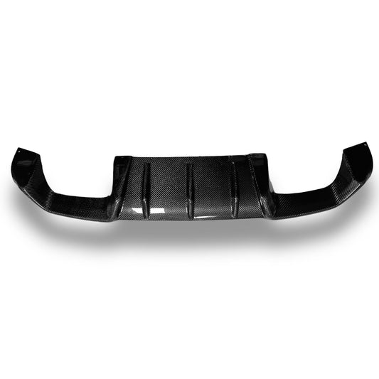 BMW F87 M2 Palenon Performance carbon fiber rear diffuser showcasing its sleek, aerodynamic design and textured finish.