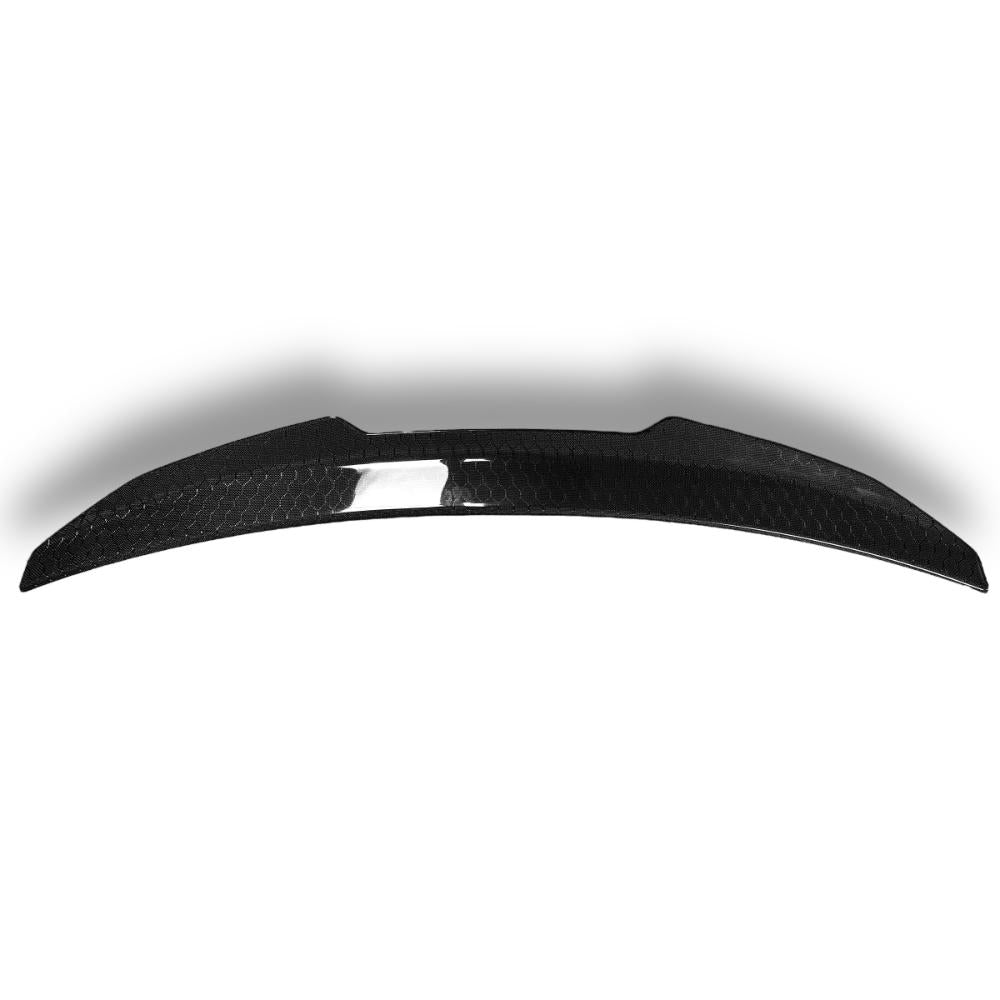 HoneyComb Carbon Fiber BMW G30 & F90 M5 trunk spoiler by Palenon Performance, showcasing its lightweight, aerodynamic design.