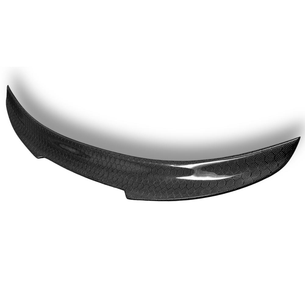 BMW E87 & E82 PSM trunk spoiler in honeycomb carbon finish, lightweight CF trunk spoiler by Palenon Performance.