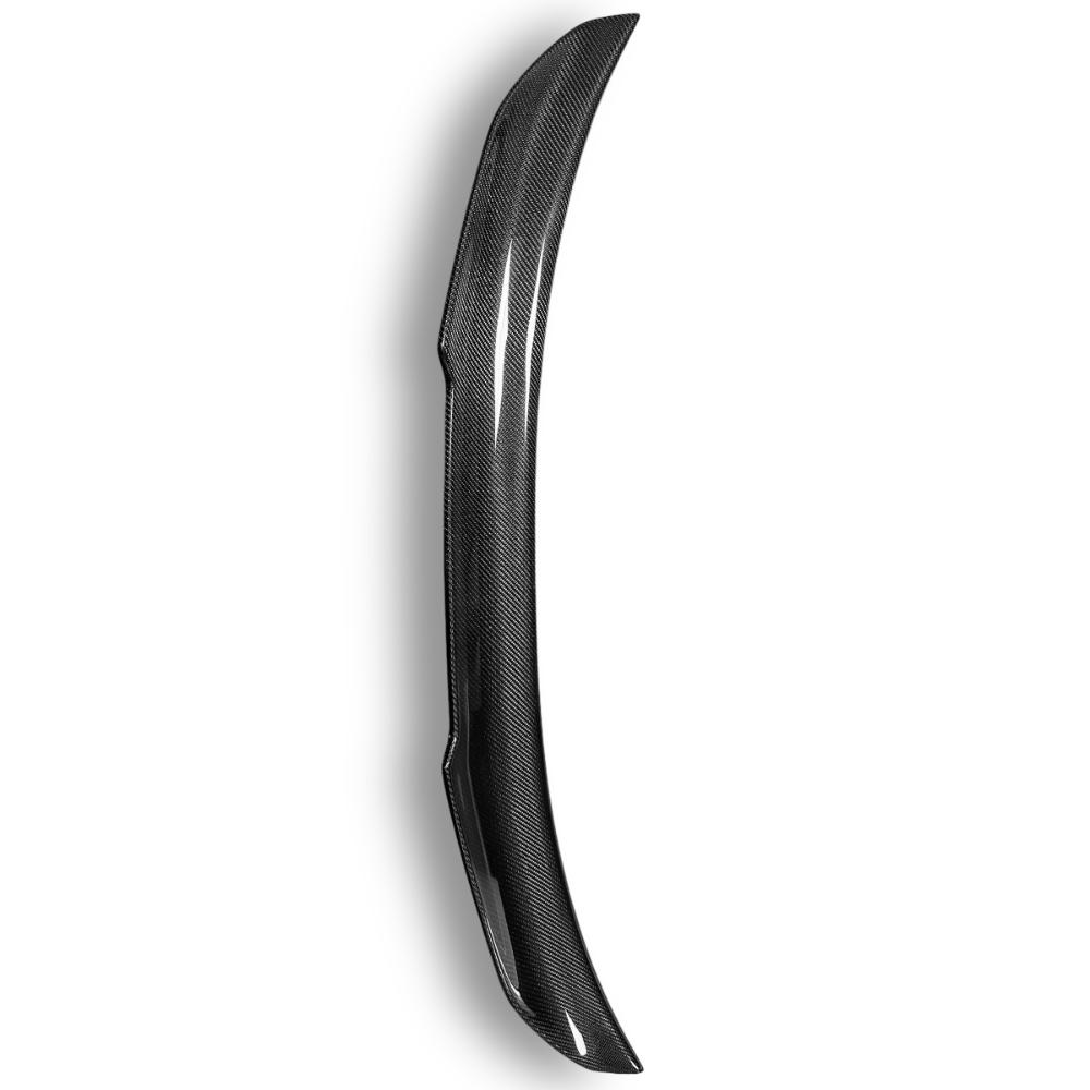 BMW E90 PSM trunk spoiler in carbon fiber for 325i, 328i, 335i models, featuring sleek aerodynamic design.