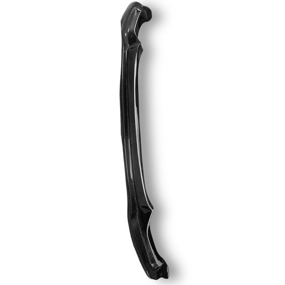 Carbon fiber Vorsteiner front lip for BMW F80 M3 and F82/F83 M4, showcasing sleek design and textured finish.