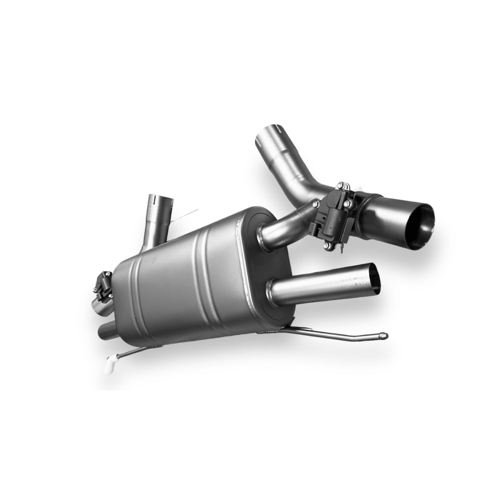 Palenon Performance B58 BMW G22 M440i and G20 M340i catback exhaust system with polished tips and dual exhaust outlets.