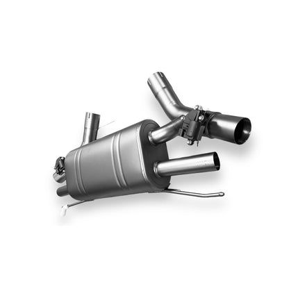 Palenon Performance B58 BMW G22 M440i and G20 M340i catback exhaust system with polished tips and dual exhaust outlets.