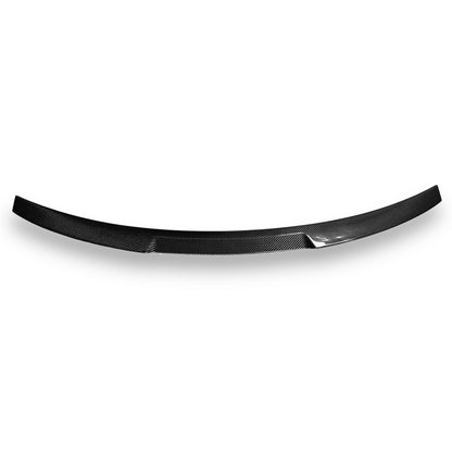 Carbon fiber BMW G82 M4 and G22 V Style trunk spoiler by Palenon Performance, showcasing sleek design and textured finish.