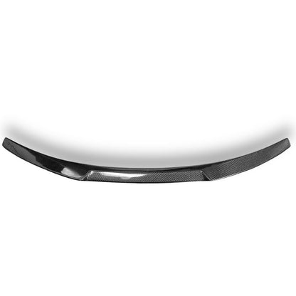Carbon fiber BMW F87 M2 and F22 V Style trunk spoiler by Palenon Performance, showcasing sleek aerodynamic design.
