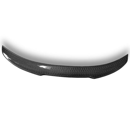 BMW E87 and E82 PSM trunk spoiler in honeycomb carbon finish, lightweight CF design with aerodynamic style.