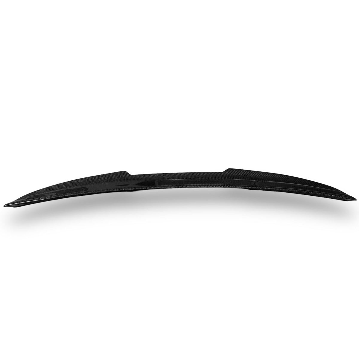 Carbon fiber BMW E82 trunk spoiler by Palenon Performance on 128i, 125i, 135i, and 1M models, shown on a car.