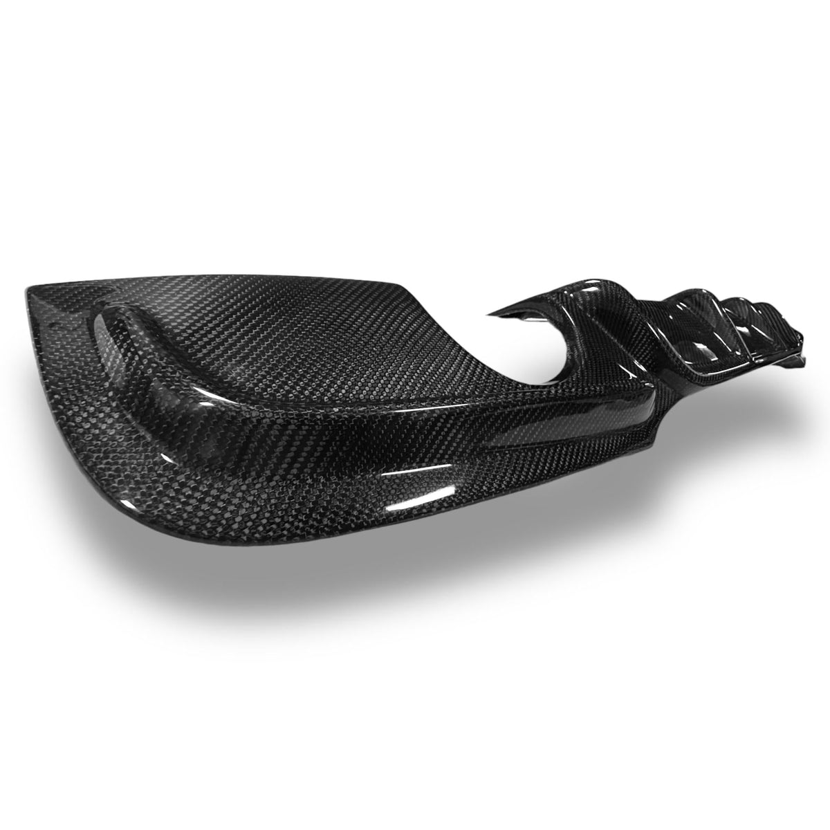 BMW E92 328i/335i M Tech carbon fiber rear diffuser by Palenon Performance, showcasing sleek, aerodynamic design on a sporty vehicle.