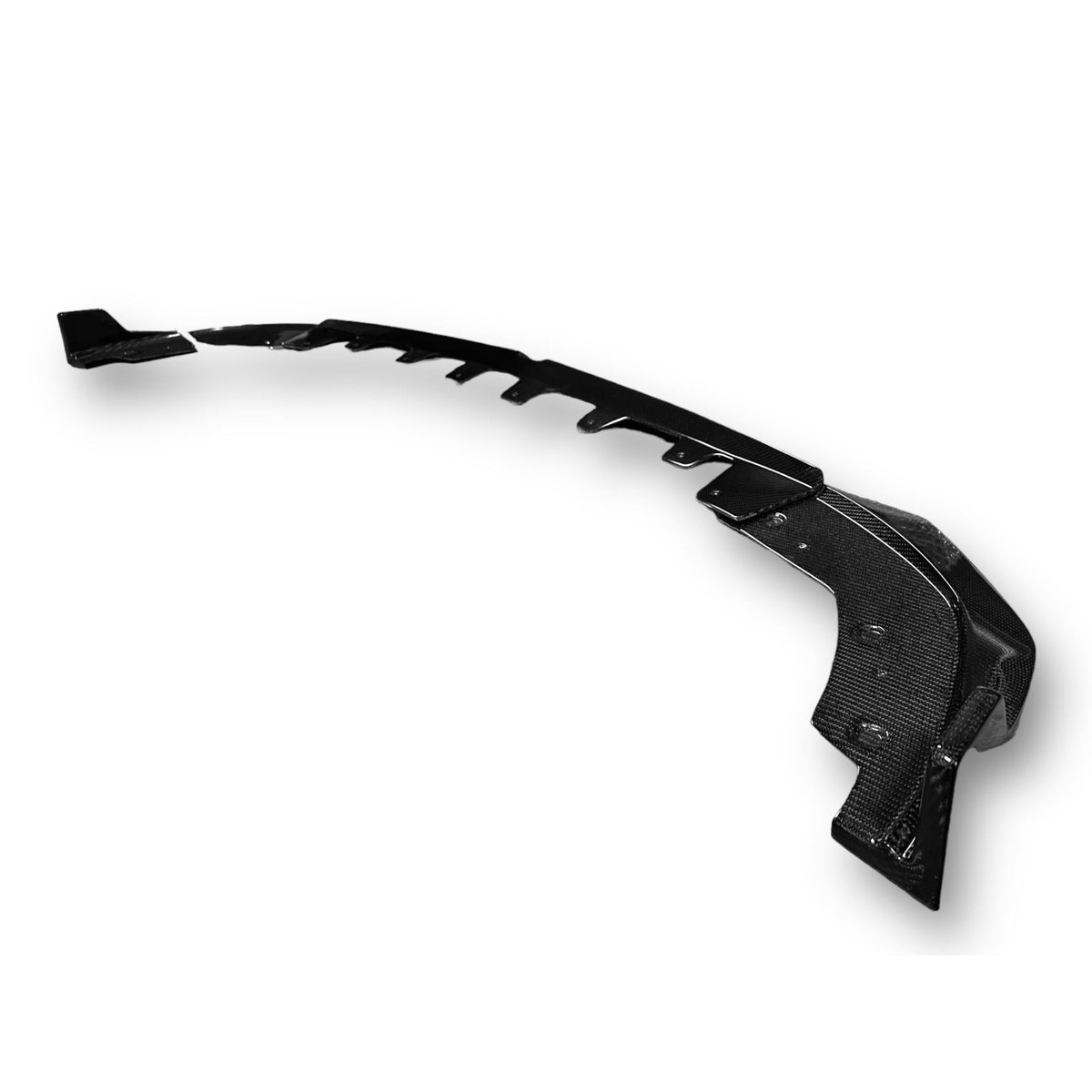 Carbon fiber M Style front lip for 2023+ BMW G20 330i and M340i, designed by Palenon Performance, shown on a black BMW G20.