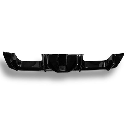 BMW G80 G82 M3 M4 ABS V Style LED diffuser rear diffuser by Palenon Performance, showcasing sleek black design and LED accents.