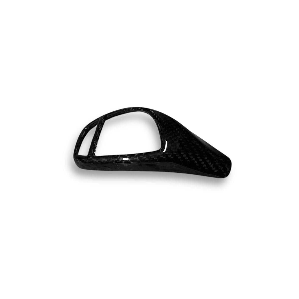 BMW F Series carbon fiber shift knob cover by Palenon Performance, showcasing sleek black carbon fiber with precise fit and finish.