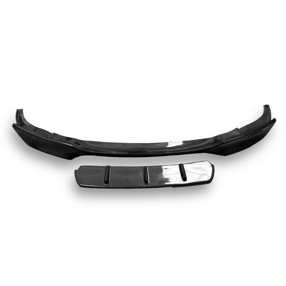 BMW F10 M5 V Sports Style carbon fiber front lip by Palenon Performance, showcasing its sleek design and textured finish.