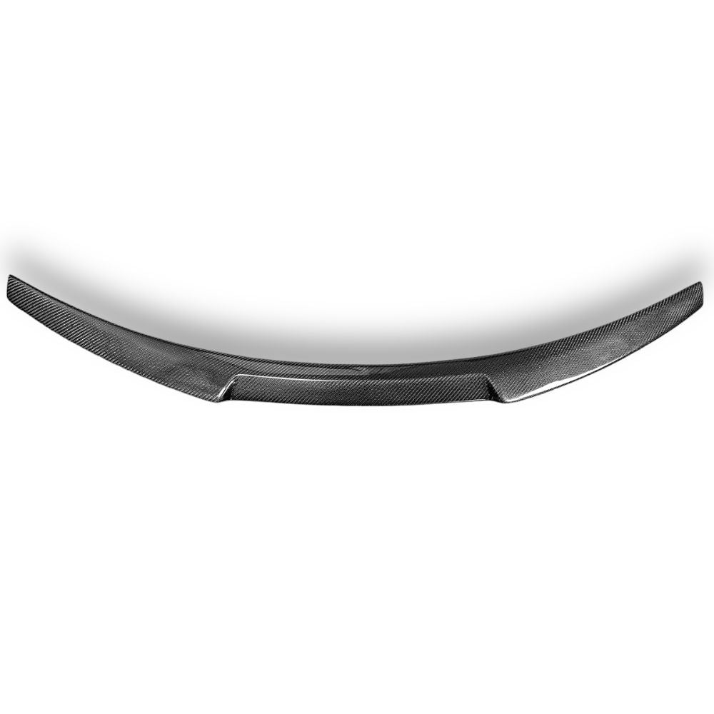Carbon fiber trunk spoiler for BMW F87 M2 and F22, V Style design by Palenon Performance, enhances sporty look and aerodynamics.