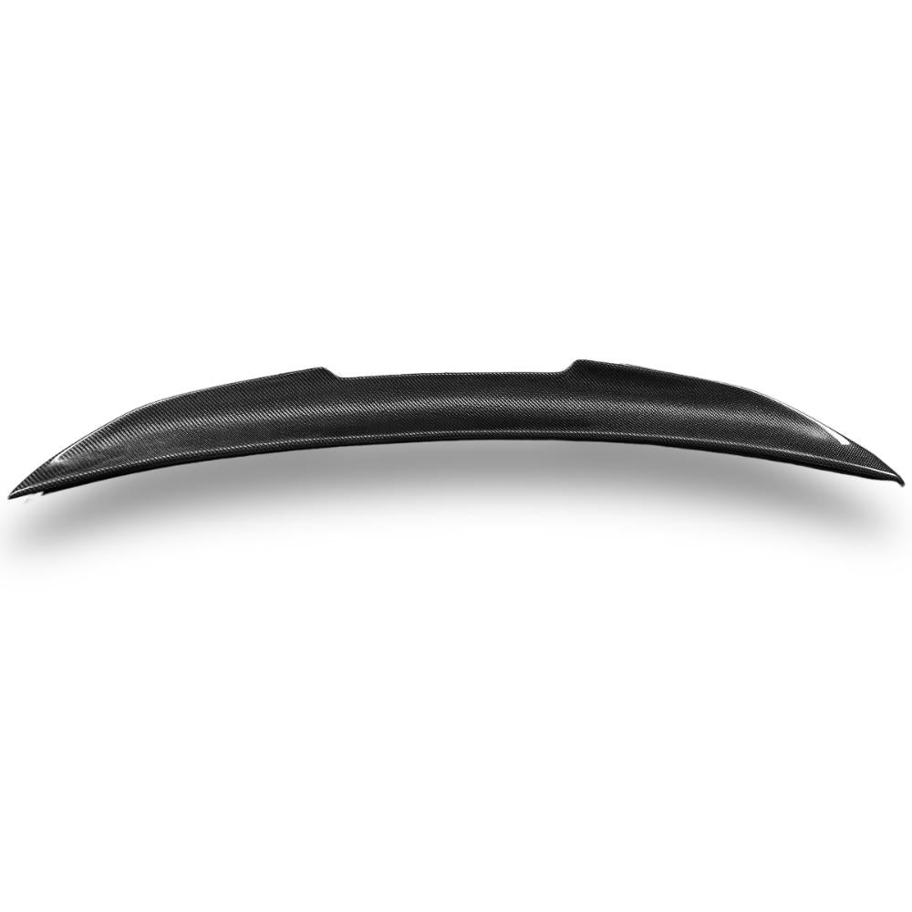 Carbon fiber BMW F10 PSM rear trunk spoiler by Palenon Performance, showcasing its sleek aerodynamic design on a BMW F10.