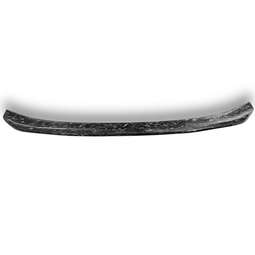 BMW E90 PSM trunk spoiler in forged carbon, designed for 325i, 328i, 335i, by Palenon Performance, installed on car trunk lid.