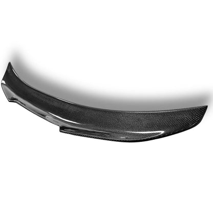 BMW E92 PSM trunk spoiler in carbon fiber by Palenon Performance, showcasing the sleek, aerodynamic design on a sporty vehicle.