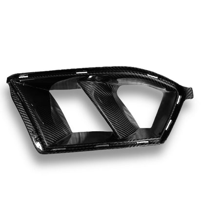 Carbon fiber front bumper vents for BMW G80 M3, G82 M4, G83 M4 by Palenon Performance, showing sleek, lightweight vent design.