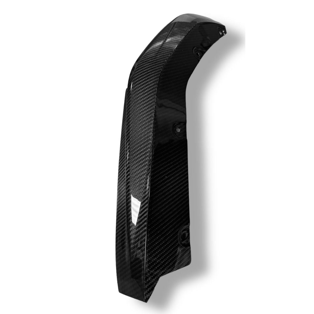 BMW G80 M3 and G82 M4 carbon fiber rear canard splitter flaps by Palenon Performance, shown on a sleek automotive setup.