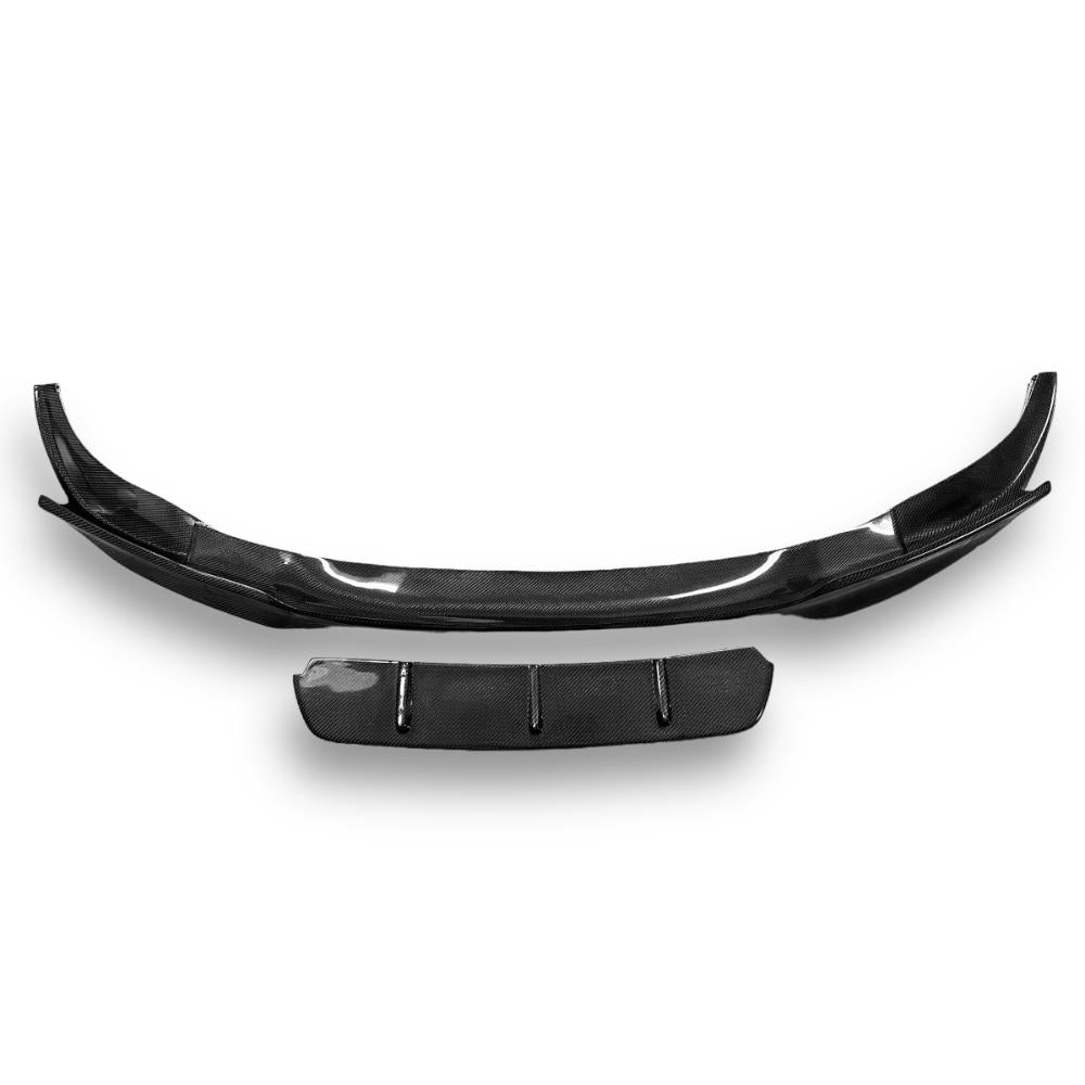 BMW F10 M5 V Sports Style carbon fiber front lip, designed for BMW F10 M5, featuring sleek black carbon fiber finish.