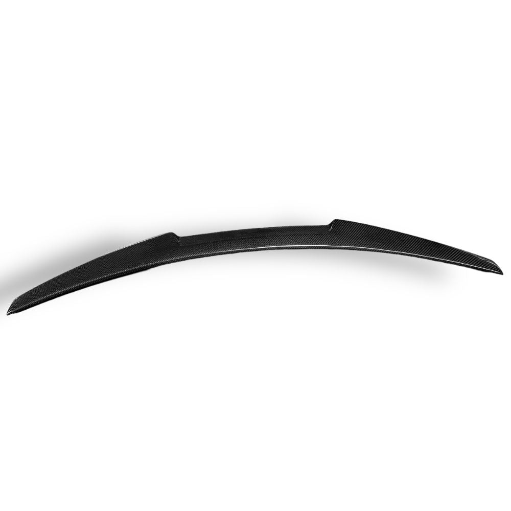 BMW F87 M2 and F22 V Style carbon fiber trunk spoiler by Palenon Performance, showcasing sleek, aerodynamic design on a sports car.