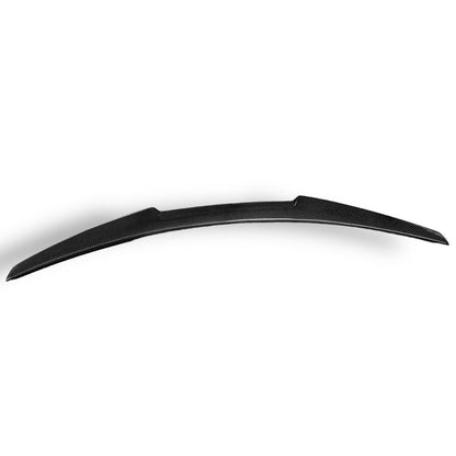 BMW F87 M2 and F22 V Style carbon fiber trunk spoiler by Palenon Performance, showcasing sleek, aerodynamic design on a sports car.