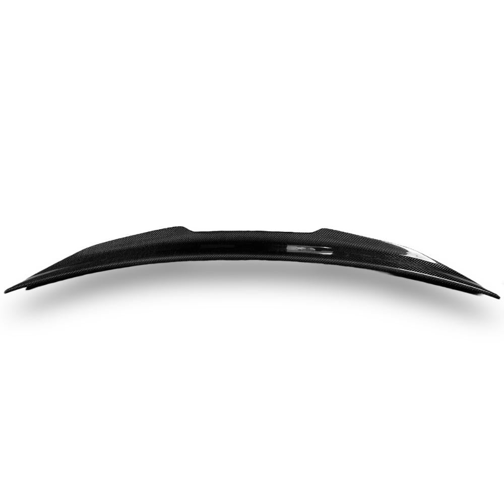 Carbon PSM trunk spoiler for BMW G30 and F90 M5, made of lightweight carbon fiber, enhances vehicle's sporty look and aerodynamics.
