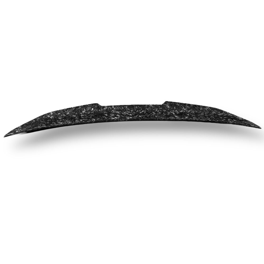 BMW E82 PSM trunk spoiler in forged carbon fiber, designed for 128i, 125i, 135i, and 1M models, by Palenon Performance