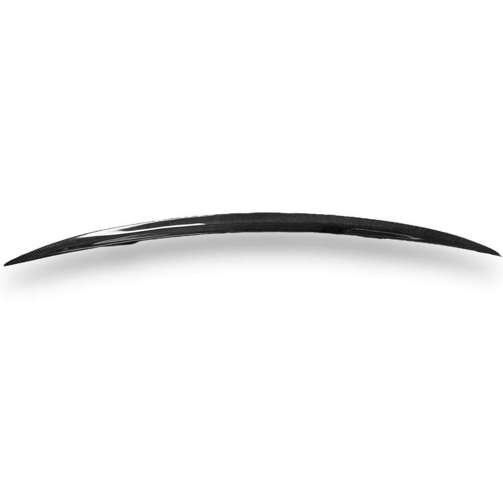 Carbon fiber BMW F87 M2 and F22 MP style trunk spoiler by Palenon Performance, showing sleek aerodynamic design on car trunk