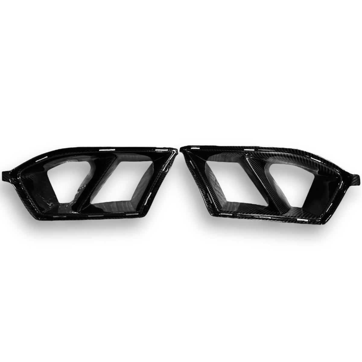 Carbon fiber front bumper vents for BMW G80 M3, G82 M4, G83 M4 by Palenon Performance, shown installed on the vehicle.