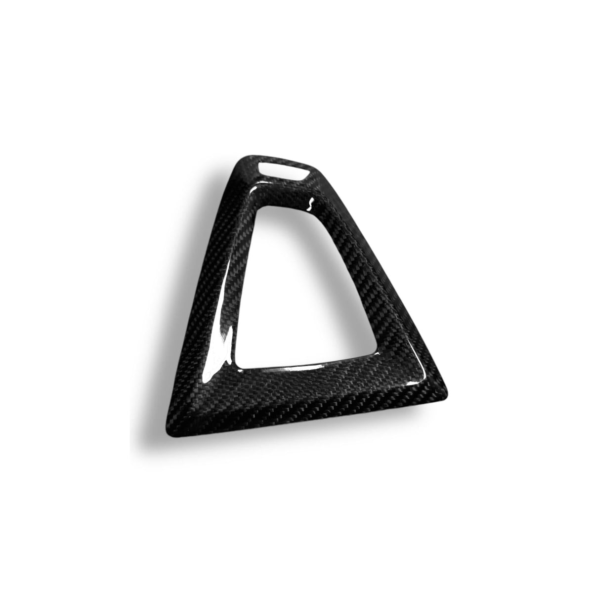 Carbon fiber gear surround trims for BMW F80 M3 and F82/F83 M4, showing sleek finish and precise fit on the vehicle interior.