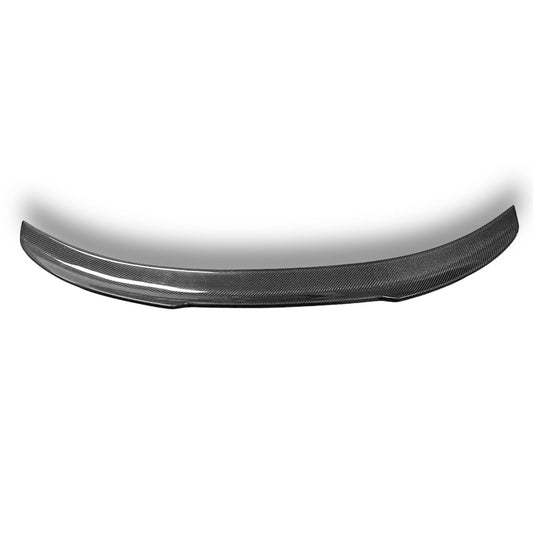 Carbon fiber BMW E82 trunk spoiler by Palenon Performance on a 128i, 125i, 135i, 1M showing sleek aerodynamic design